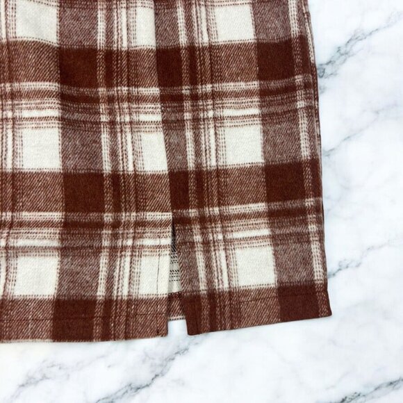 Potter's Pot Mini Skirt Size Large Juniors Rusty Plaid Fleece Back Zip Hem Slit - Picture 4 of 7